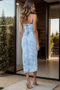 Cutout Slit Spaghetti Strap Denim Dress - Hovatok