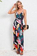 Printed Surplice Maxi Cami Dress - Hovatok