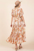 Mittoshop Floral Tie Waist Flutter Sleeve Tiered Dress - Hovatok