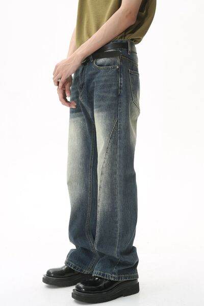 Decorative Seam Jeans with Pockets - Hovatok