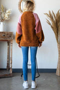 Culture Code Color Block Faux Fur Raglan Sleeve Sweatshirt - Hovatok