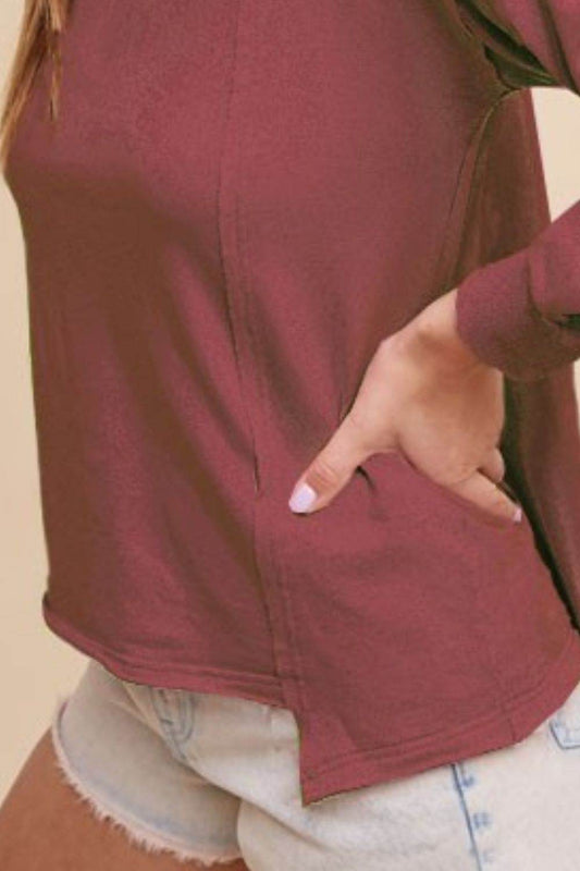Annie Wear Embroidered Long Sleeve French Terry Top - Hovatok