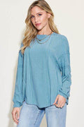 Basic Bae Full Size Ribbed Round Neck Long Sleeve T-Shirt - Hovatok