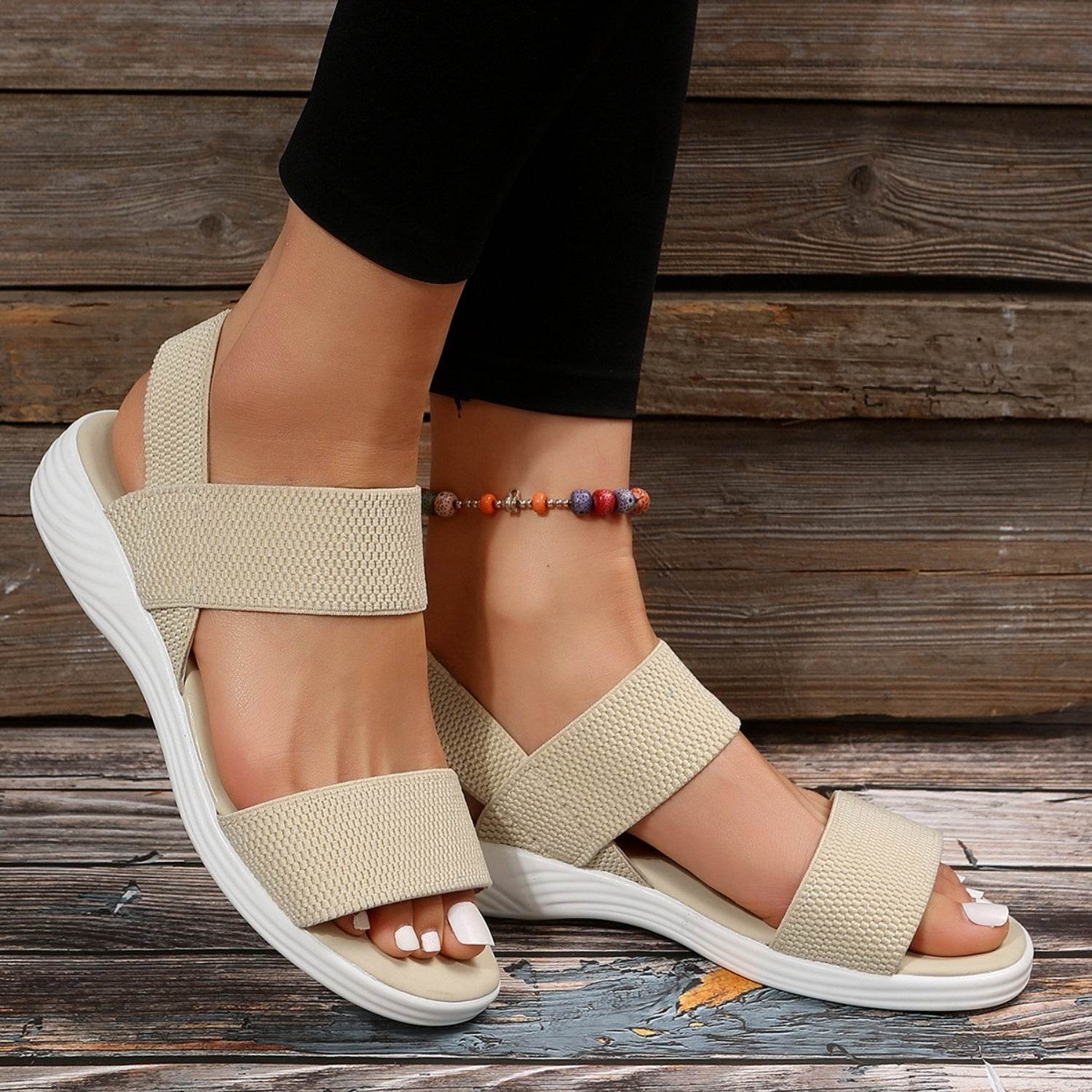 Rubber Open Toe Low Heel Sandals - Hovatok