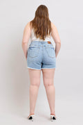 Judy Blue Full Size Tummy Control Raw Hem Denim Shorts Plus Size - Hovatok