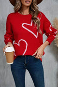 Angel Wings Heart Dropped Shoulder Long Sleeve Sweater - Hovatok