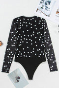 Heart Square Neck Long Sleeve Bodysuit - Hovatok