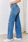 Judy Blue Full Size High Waist Distressed Straight-Leg Jeans - Hovatok
