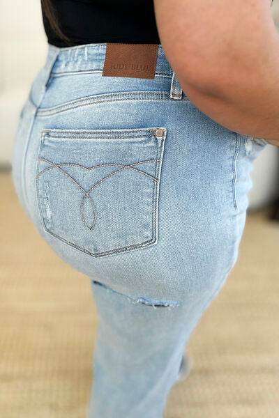 Judy Blue Full Size High Waist Distressed Straight Jeans - Hovatok