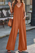 Full Size V-Neck Wide Strap Jumpsuit - Hovatok
