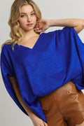 Umgee Full Size Satin Animal Print Jacquard Top Plus Size - Hovatok