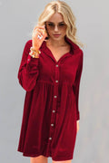 Oh Full Size Collared Neck Long Sleeve Mini Dress - Hovatok