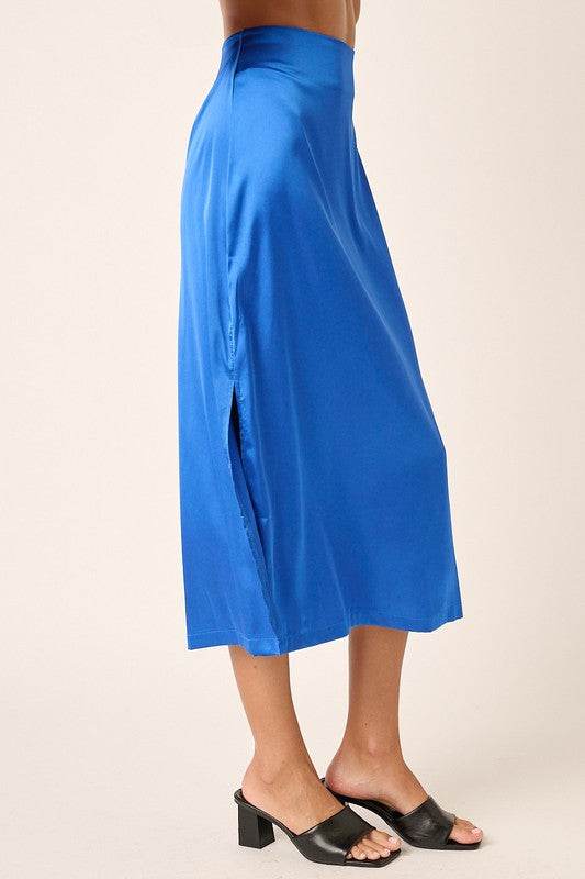 Mittoshop Side Slit Satin Midi Skirt - Hovatok