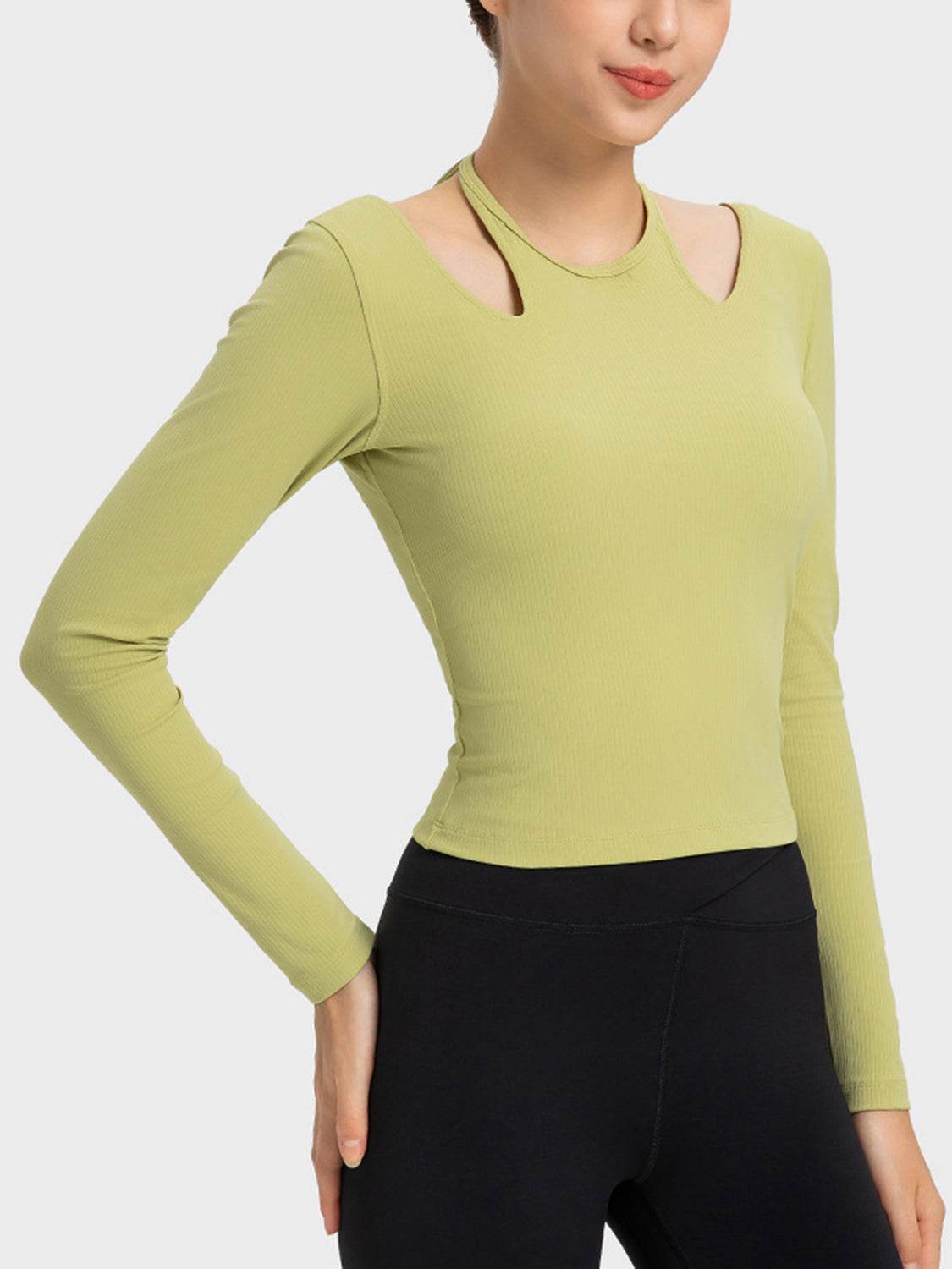 Millennia Halter Neck Long Sleeve Sporty Top - Hovatok
