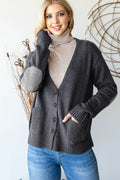 Heimish Full Size Long Sleeve V Neck Button Down Cardigan - Hovatok