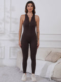 Half Zip Wide Strap Active Jumpsuit - Hovatok