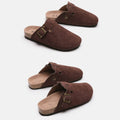 Suede Closed Toe Buckle Slide - Hovatok