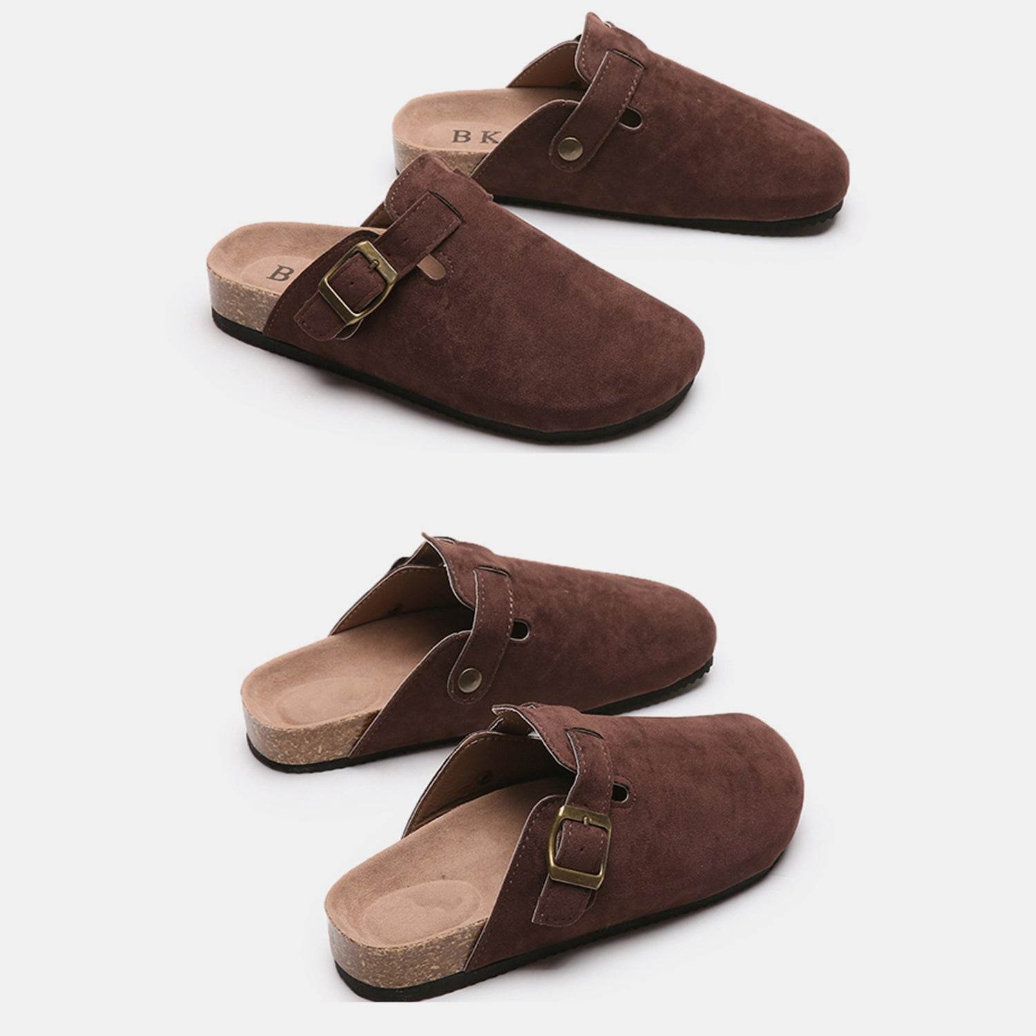Suede Closed Toe Buckle Slide - Hovatok