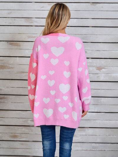 Angel Wings Heart Open Front Long Sleeve Cardigan - Hovatok