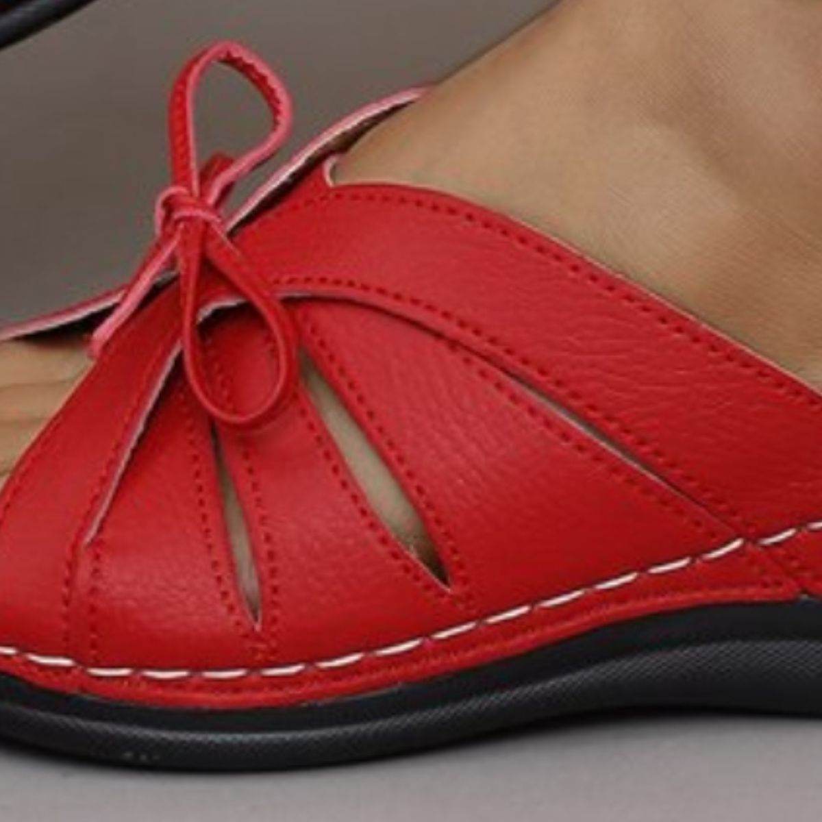 Tied Open Toe Low Heel Sandals - Hovatok