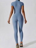 Basic Bae Half Zip Short Sleeve Active Jumpsuit - Hovatok