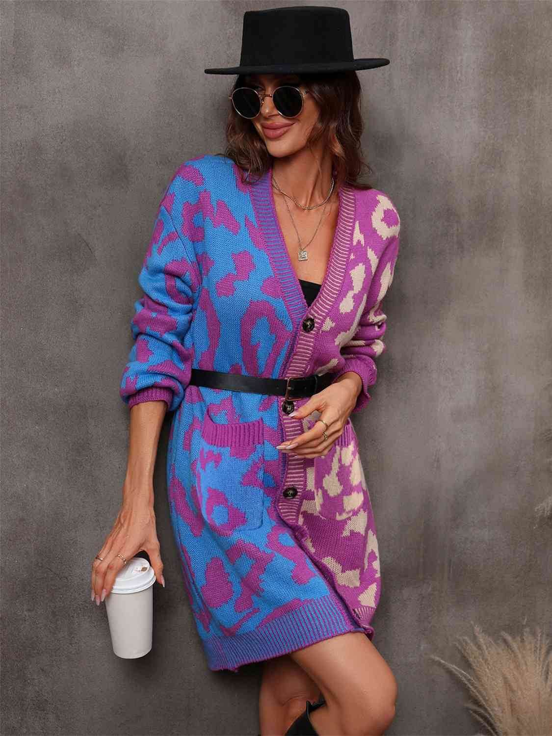 Angel Wings Leopard Button Down Longline Cardigan - Hovatok