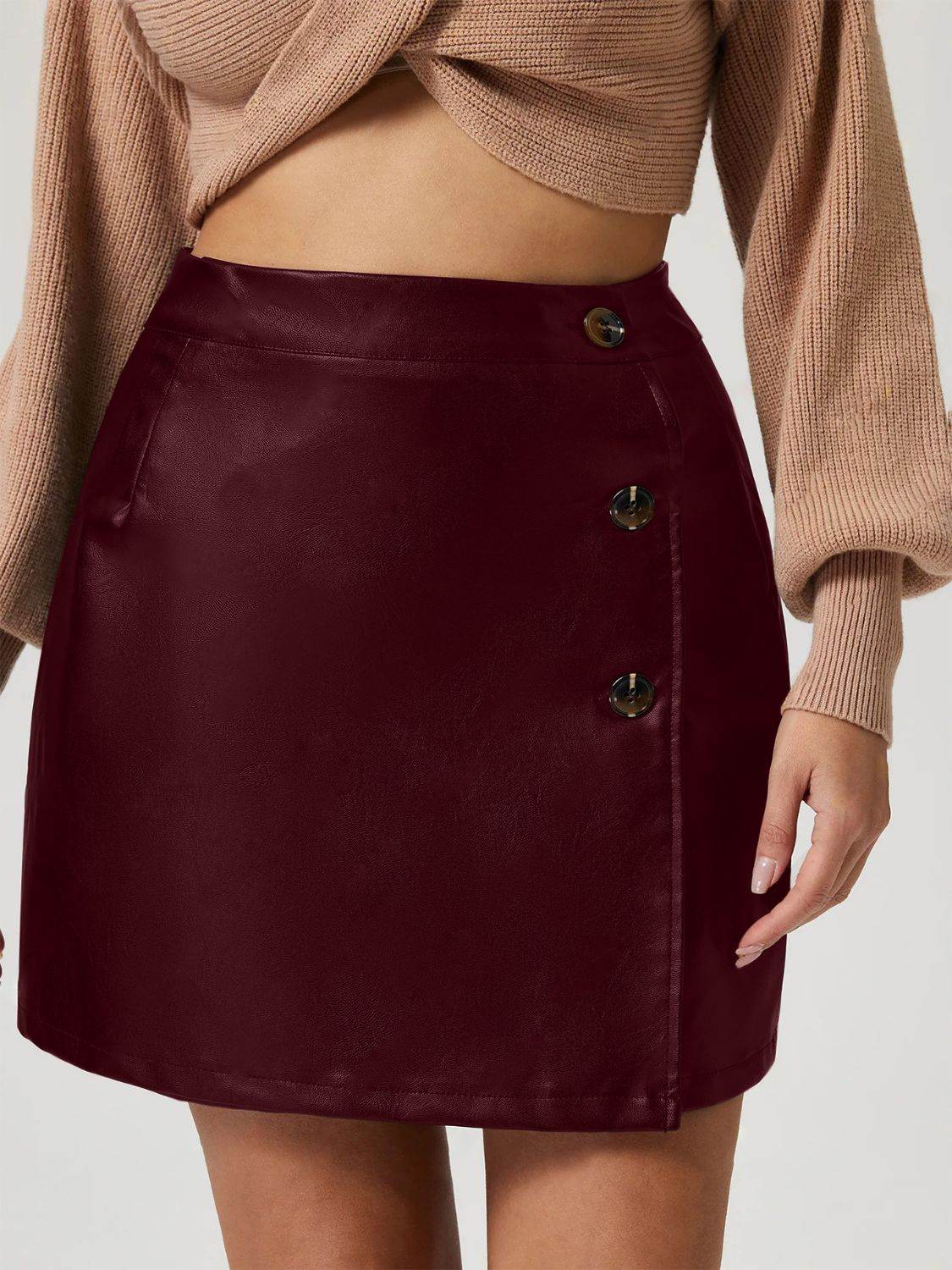Buttoned High Rise Mini Skirt - Hovatok