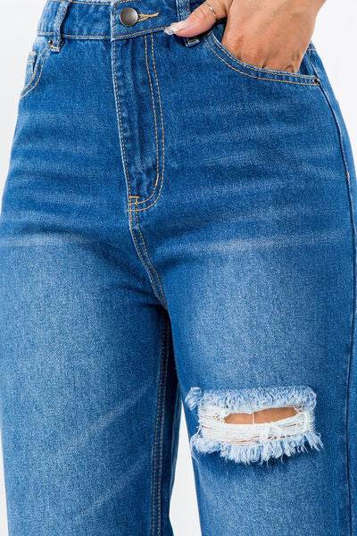American Bazi High Waist Distressed Wide Leg Jeans - Hovatok
