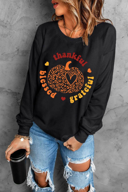 Pumpkin Graphic Long Sleeve Sweatshirt - Hovatok