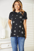 Double Take Dandelion Print Round Neck T-Shirt - Hovatok