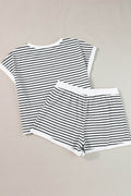 Striped Contrast Top and Shorts Set - Hovatok