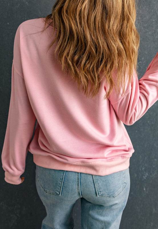 Valentine’s Day XOXO Round Neck Drop Shoulder Sweatshirt - Hovatok