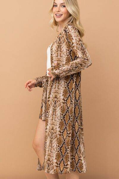 And The Why Snake Print Kimono Open Front Longline Cardigan - Hovatok