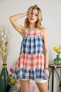ADORA Plaid Tiered Babydoll Cami - Hovatok