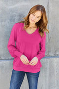 Basic Bae Full Size V-Neck Lantern Sleeve Top - Hovatok