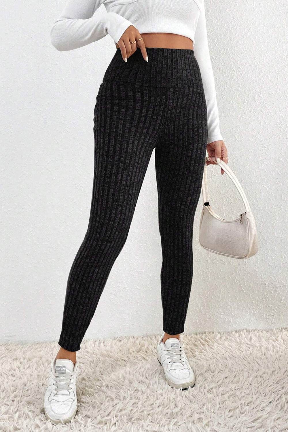 Ribbed High Waist Leggings - Hovatok