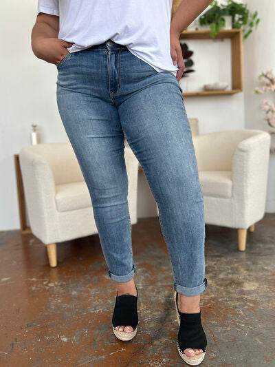 Judy Blue Full Size Cuffed Hem Slim Jeans - Hovatok