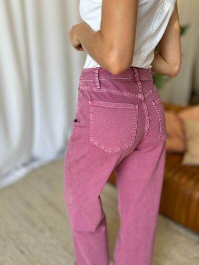RFM Full Size High Rise Garment Dye Wide Leg Jeans - Hovatok