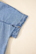 Button Down Short Sleeve Denim Dress - Hovatok