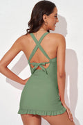 Tie Back Sleeveless Swim Dress and Bottoms Set - Hovatok