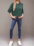 Double Take Textured Kangaroo Pocket Long Sleeve Hoodie - Hovatok