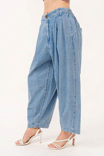 And The Why Elastic Back Pleated Baggy Jeans - Hovatok