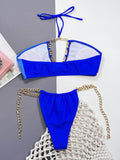 Chain Detail Halter Neck Bikini Set - Hovatok