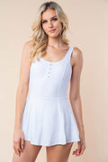 White Birch Sleeveless Performance Knit Swim Dress - Hovatok