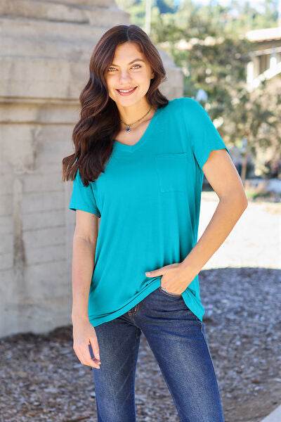 Basic Bae Full Size V-Neck Short Sleeve T-Shirt - Hovatok