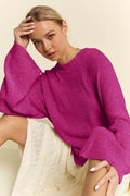 Davi & Dani High-Low Round Neck Drop Shoulder Sweater - Hovatok