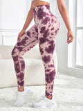 Tie-Dye Wide Waistband Active Leggings - Hovatok