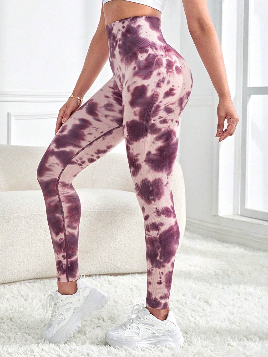 Tie-Dye Wide Waistband Active Leggings - Hovatok