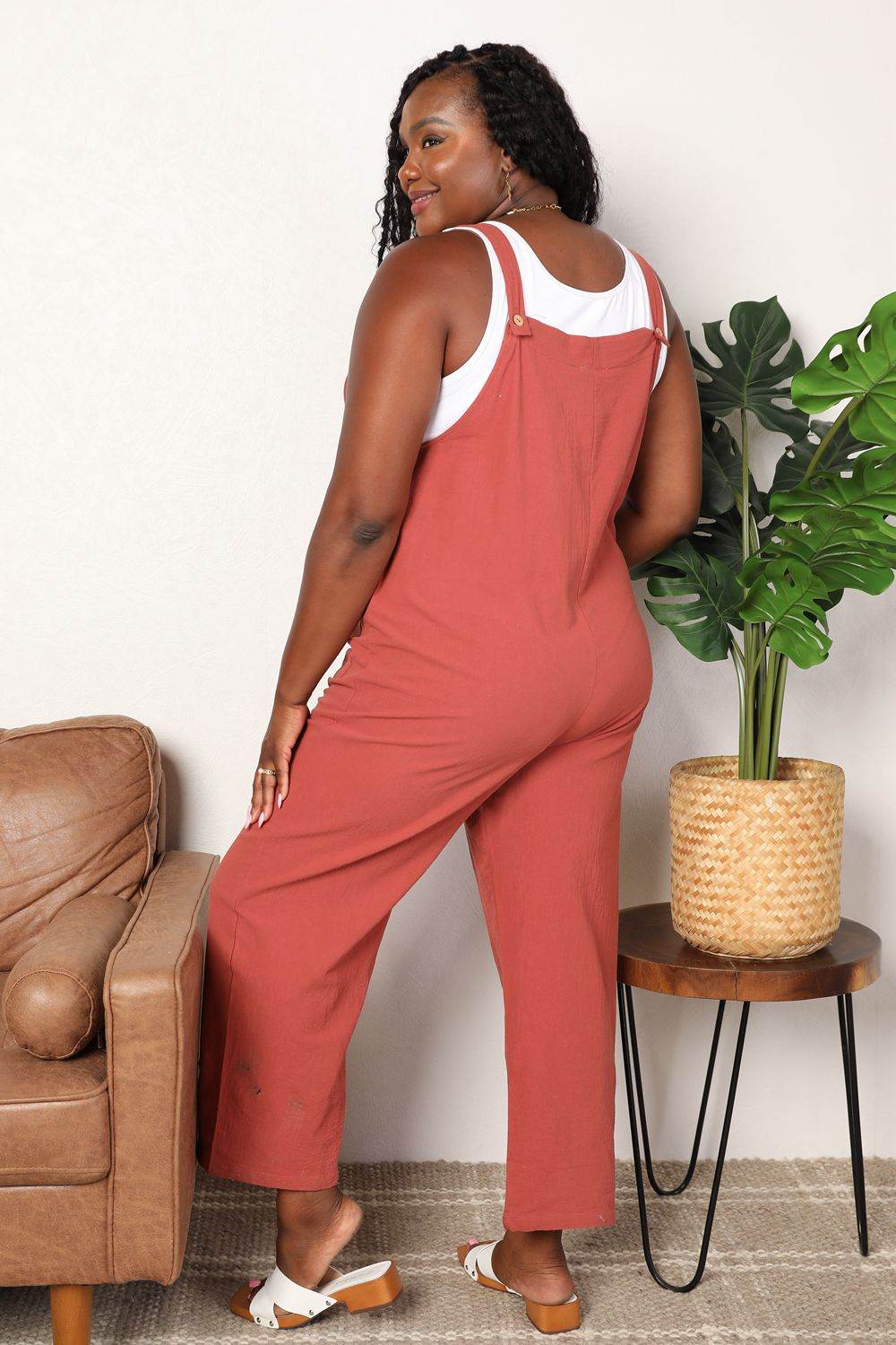 Perfee Wide Leg Overalls with Front Pockets - Hovatok