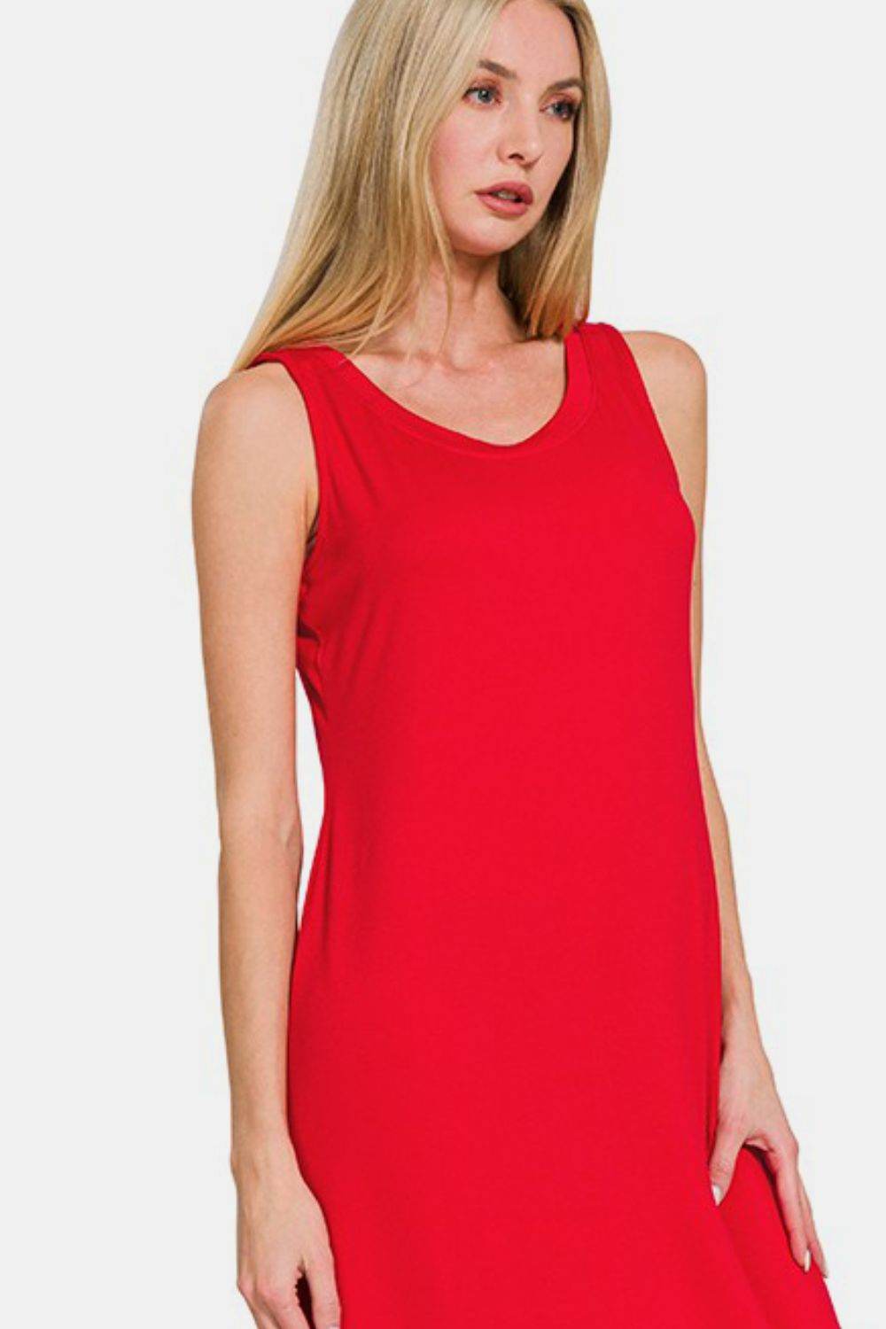 Zenana Scoop Neck Wide Strap Tank Dress - Hovatok